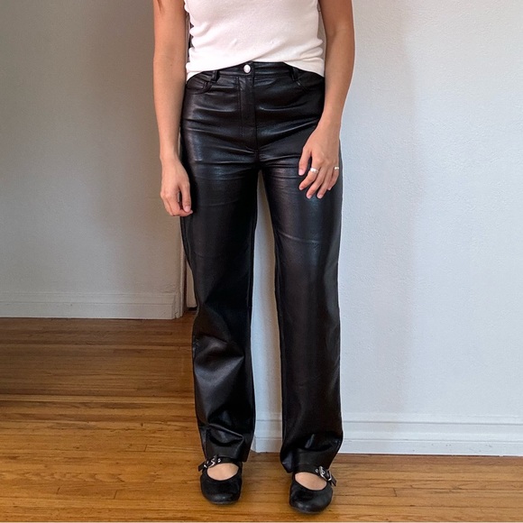 Aritzia Wilfred Wide Leg Melina Leather Pants - Picture 2 of 7